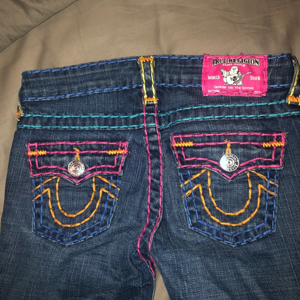 Girls True Religion Rainbow stitch jeans 8